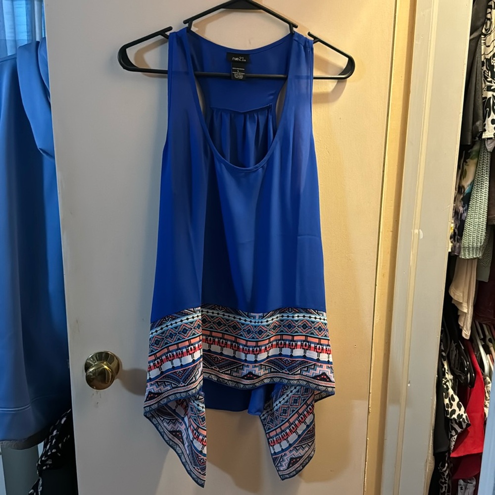 Blue large flowy tank dressy